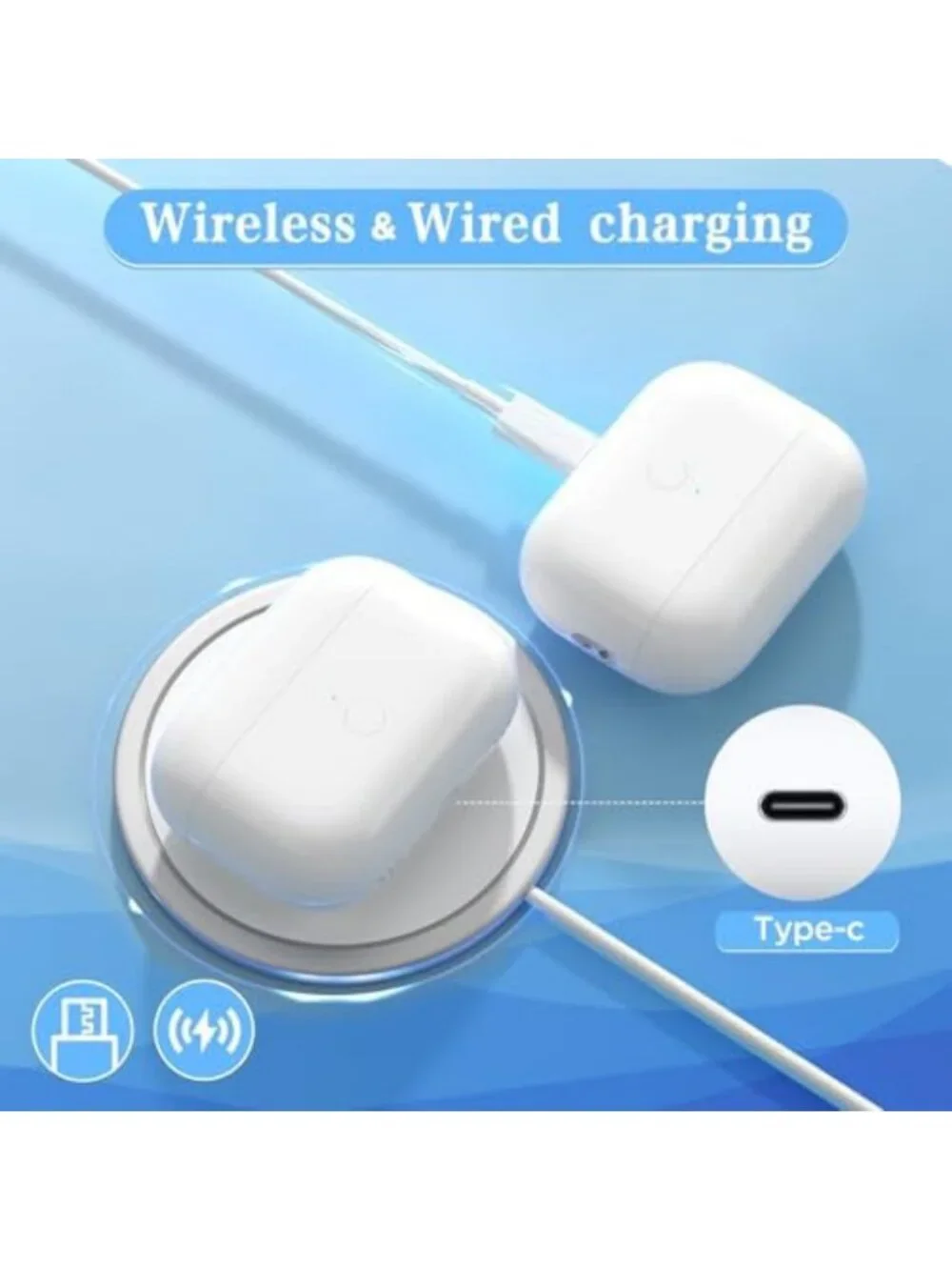 Wireless Charging Case for AirPods Pro 1 & 2 - Type-C Replacement Charger